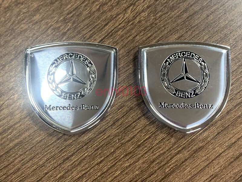 2pcs Silver Club 3D Logo Car Body Emblem Badge for Mercedes-Benz A B C E S Class