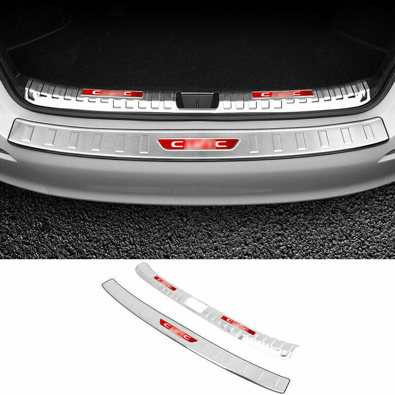 2Silver Rear Bumper Protector Sill Scuff Plate Covers for Honda for Civic 2022-2023
