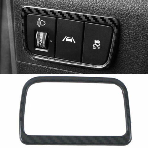 for Kia K5 2021-2023 Carbon Fiber S.Steel Car Headlight Switch Button Cover Trim