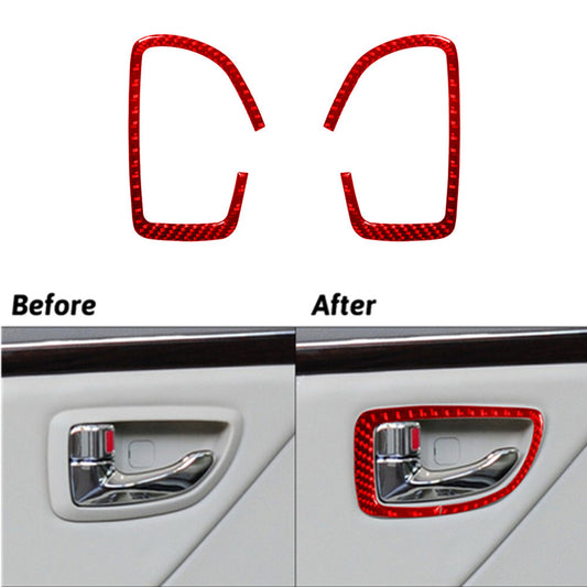 Red Carbon Fiber Inner Rear Door Handle Cover Trim for Hyundai Azera 2006-2011