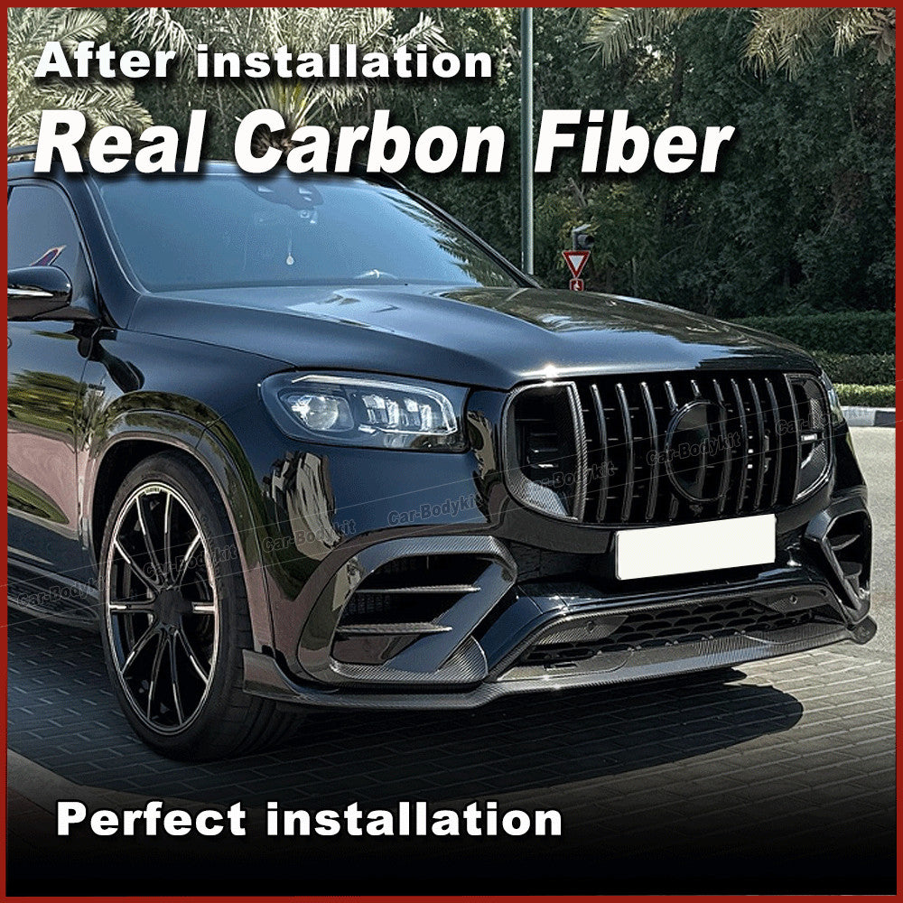 for Benz X167 GLS63 2021-2025 REAL CARBON Front Lamp Grill Air Vent Covers Trim