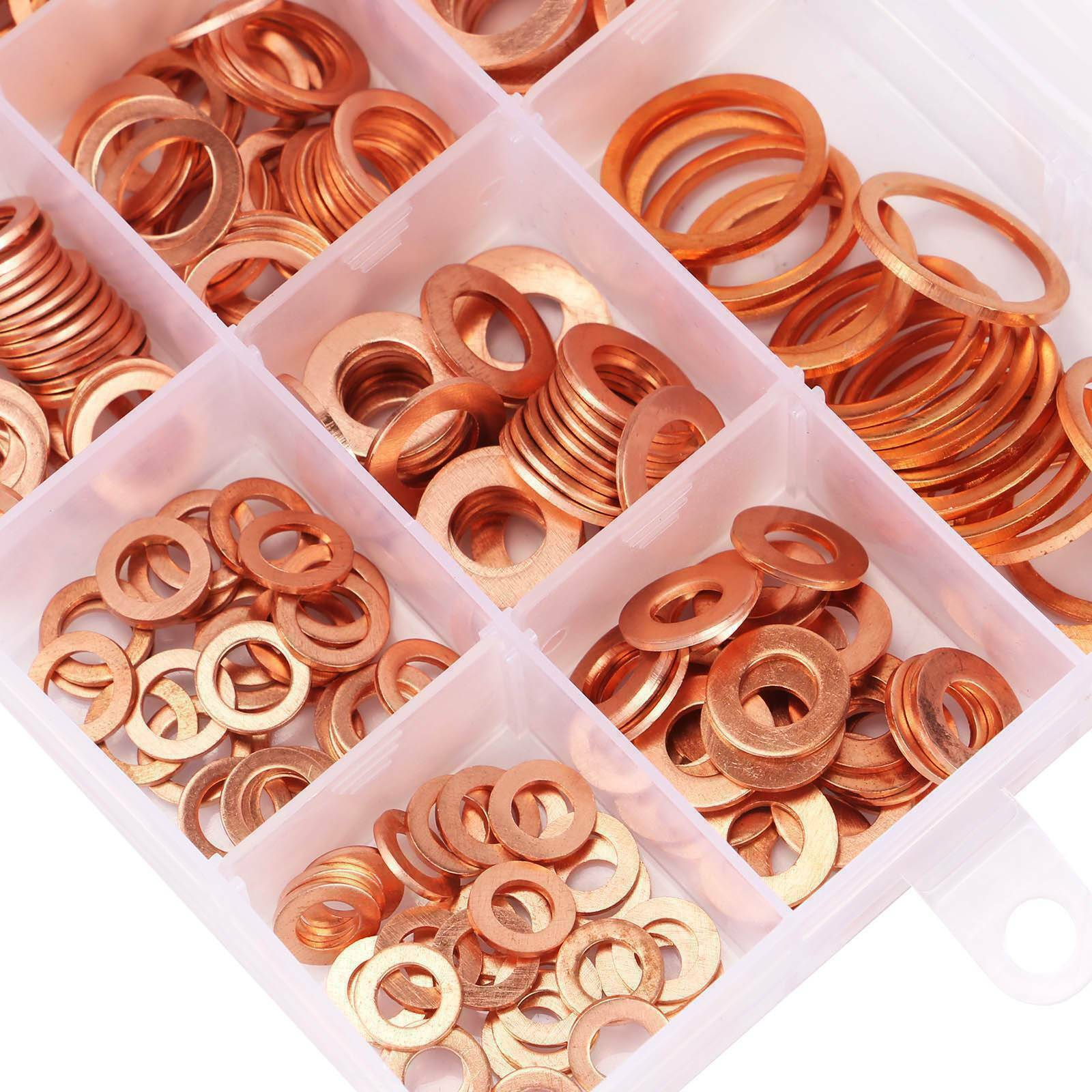 300Pcs M5-M20 Assorted Solid Copper Car Engine Washers Crush Seal Gasket Set