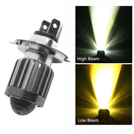 H4 DC 9-32V 12W Motorcycle Headlight Bulb LED Dual-Color High/Low Beam Fog Light