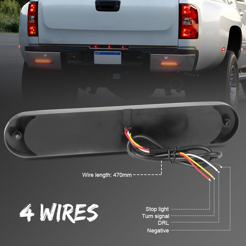 9'' LED Flowing Brake Turn Signal Tail Lights Stop DRL Red/Amber Truck Trailer