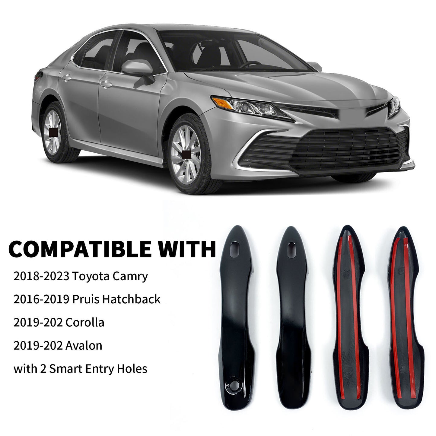 Side for Smart Door Handle Cover For 2019-2023 for Toyota for Corolla Hatchback Glossy Black