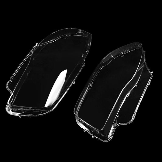 A pair of transparent headlight lens protectors for BMW E81, E82, E87, E88, and 1 Series (2003-2011).