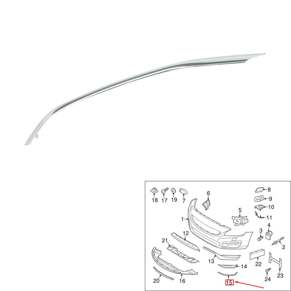 Chrome Front Bumper Left Trim Molding Fits for Volvo V60 S60 Cross Country 2014-2018