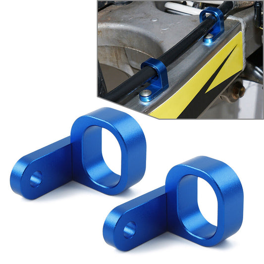Rear Brake Line Hose Clamp Blue Fit for Suzuki DRZ400SM 2005-22 RMX450Z 2010-11 Pair