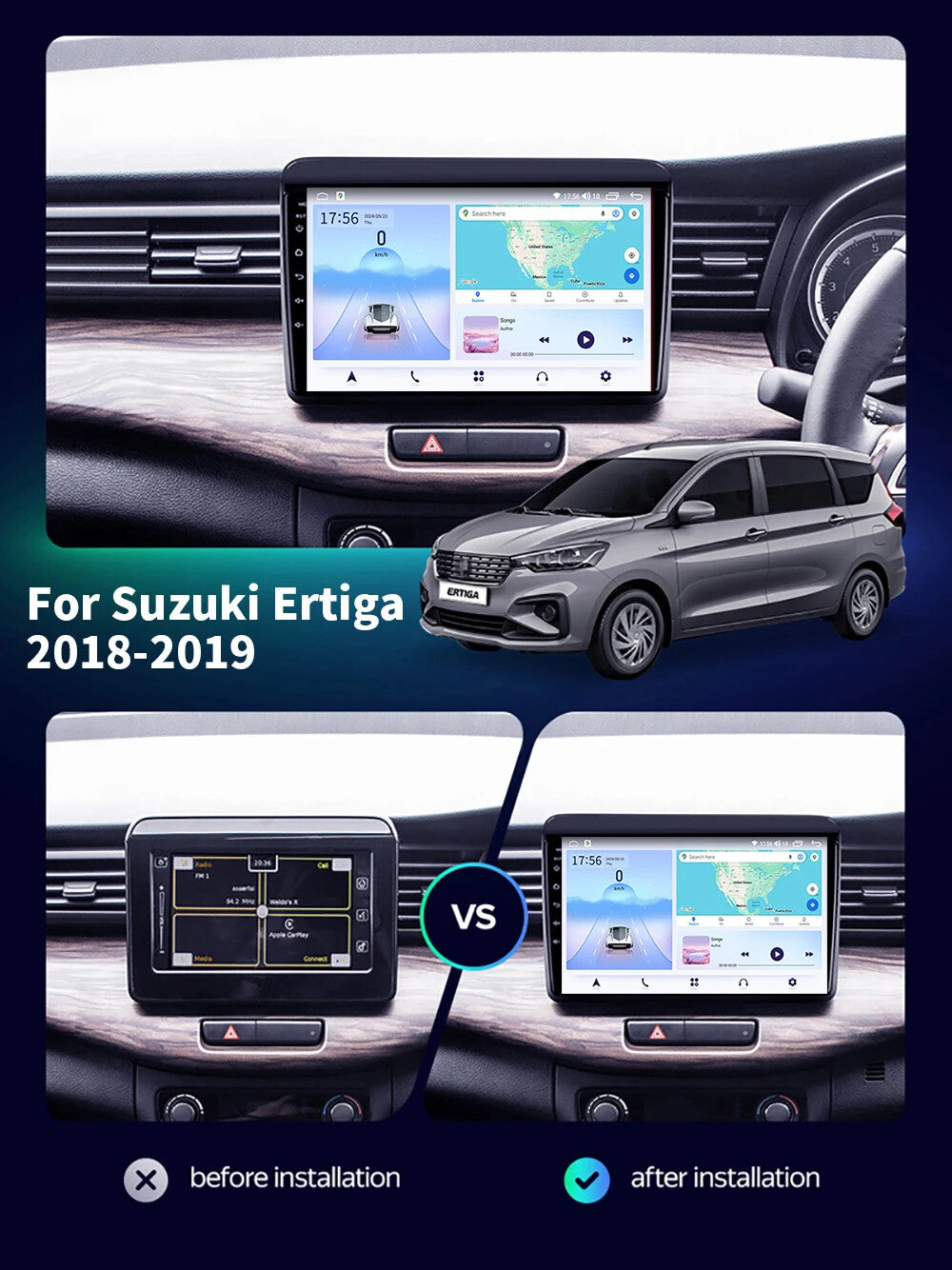 for Suzuki Ertiga 2018-2019 Android Auto CarPlay Car Radio GPS Multimedia Screen