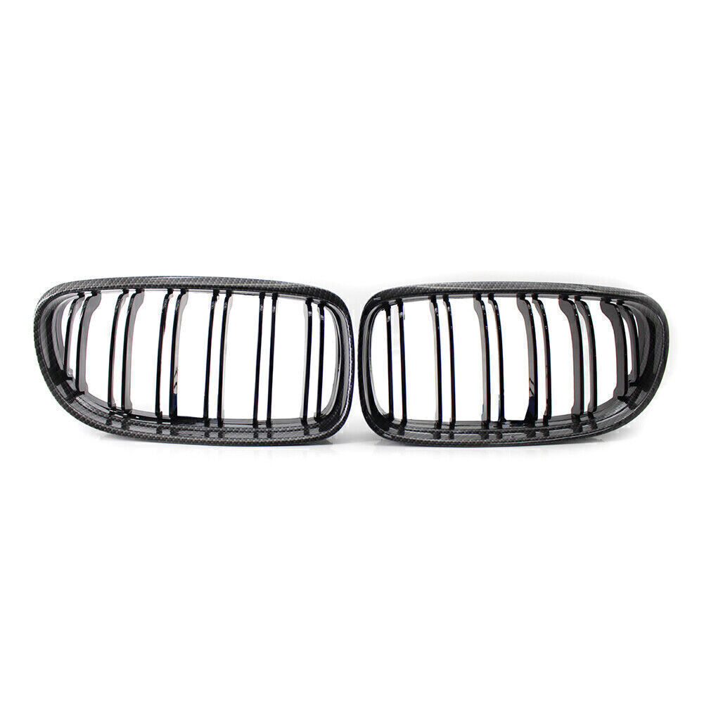 for BMW E90 E91 2009-2012 325i 328i Double Slat Front Kidney Grille Carbon Fiber