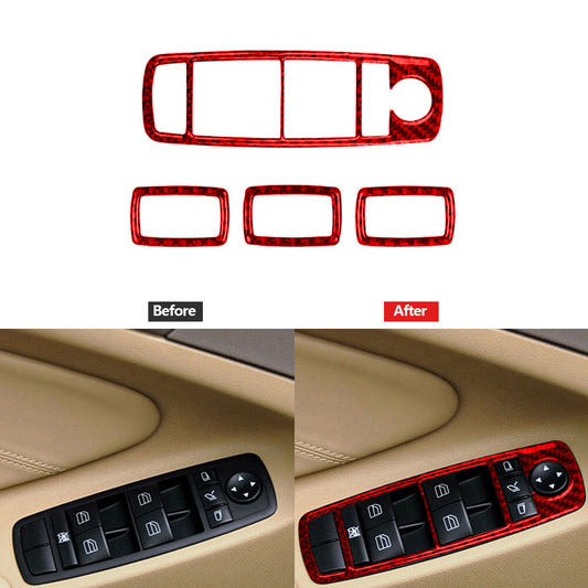 Red carbon fiber window switch button trim for Mercedes-Benz M-class 06-11