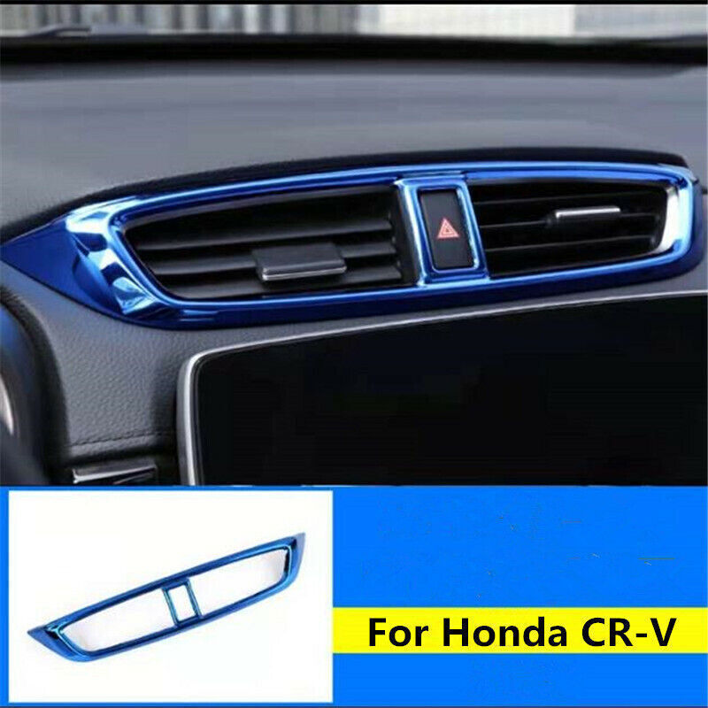 for Honda CR-V CRV 2017-2022 Blue Stainless Center Air Outlet Vent Cover Trim 1X