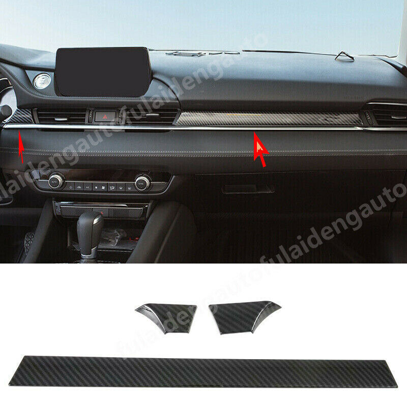 for Mazda 6 Atenza 2019-2021 Carbon Fiber ABS Dashboard Console Strip Cover Trim