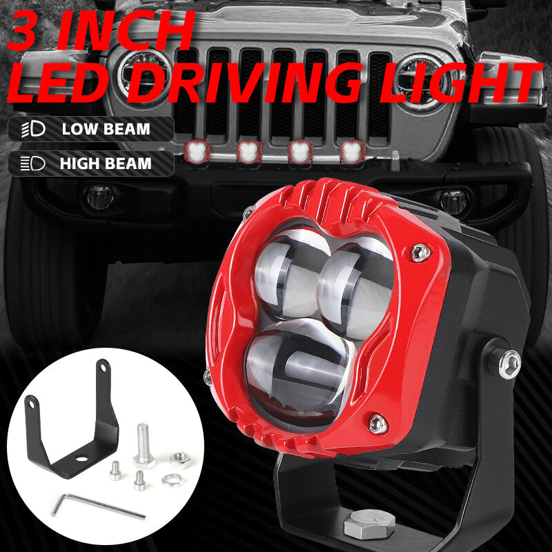 2X 3Inch LED Work Light Cube Pods High/Low Beam OffRoad Light Truck Driving FOG