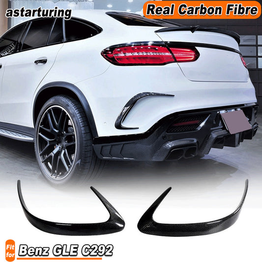 for Benz C292 GLE450 GLE63 Coupe 16-19 Real Carbon Rear Bumper Canards Fins