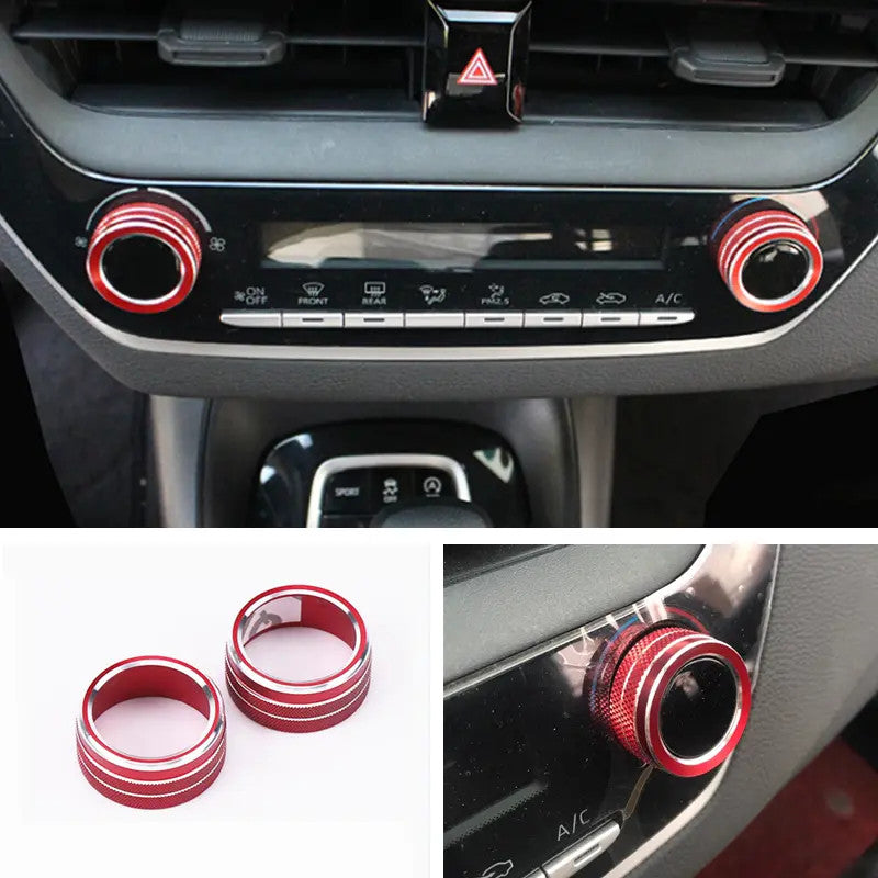 Dash Console Air Condition Knob Red Trim for Toyota for Corolla 2019-2024