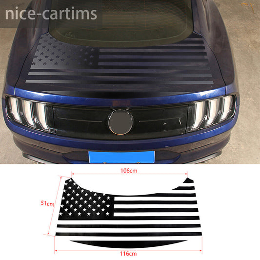 PVC Black US Flag Rear Trunk Tailgate Decal Sticker Cover for Ford for Mustang 2015+