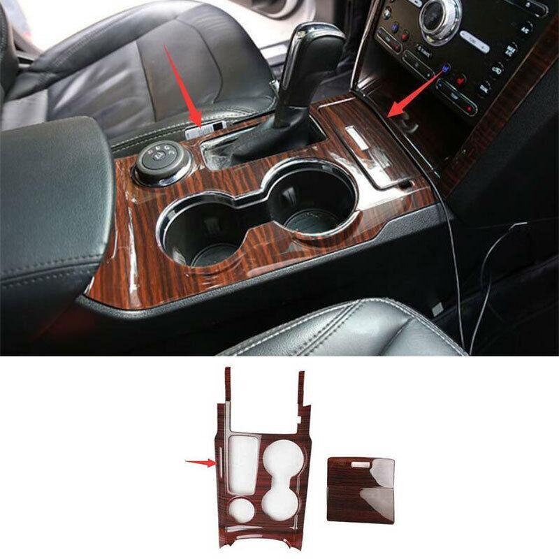 Fit for Ford Explorer 2018-2019 Wood Grain Console Gear Shift Panel Trim 2PCS