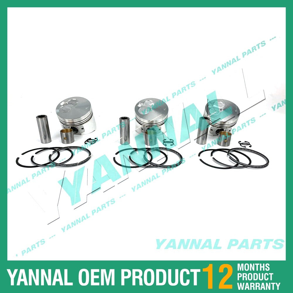 3-pack pistons with piston rings + 0.5mm for Yanmar 3TNE74 (double-bladed) (extra-large size)