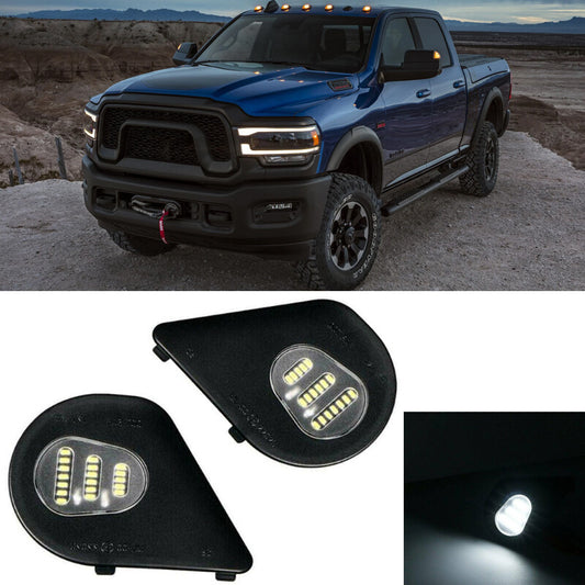Mirror-finish puddle lights suitable for 2010-2019 for Dodge for Ram 1500 2500 3500 4500 5500 trucks.