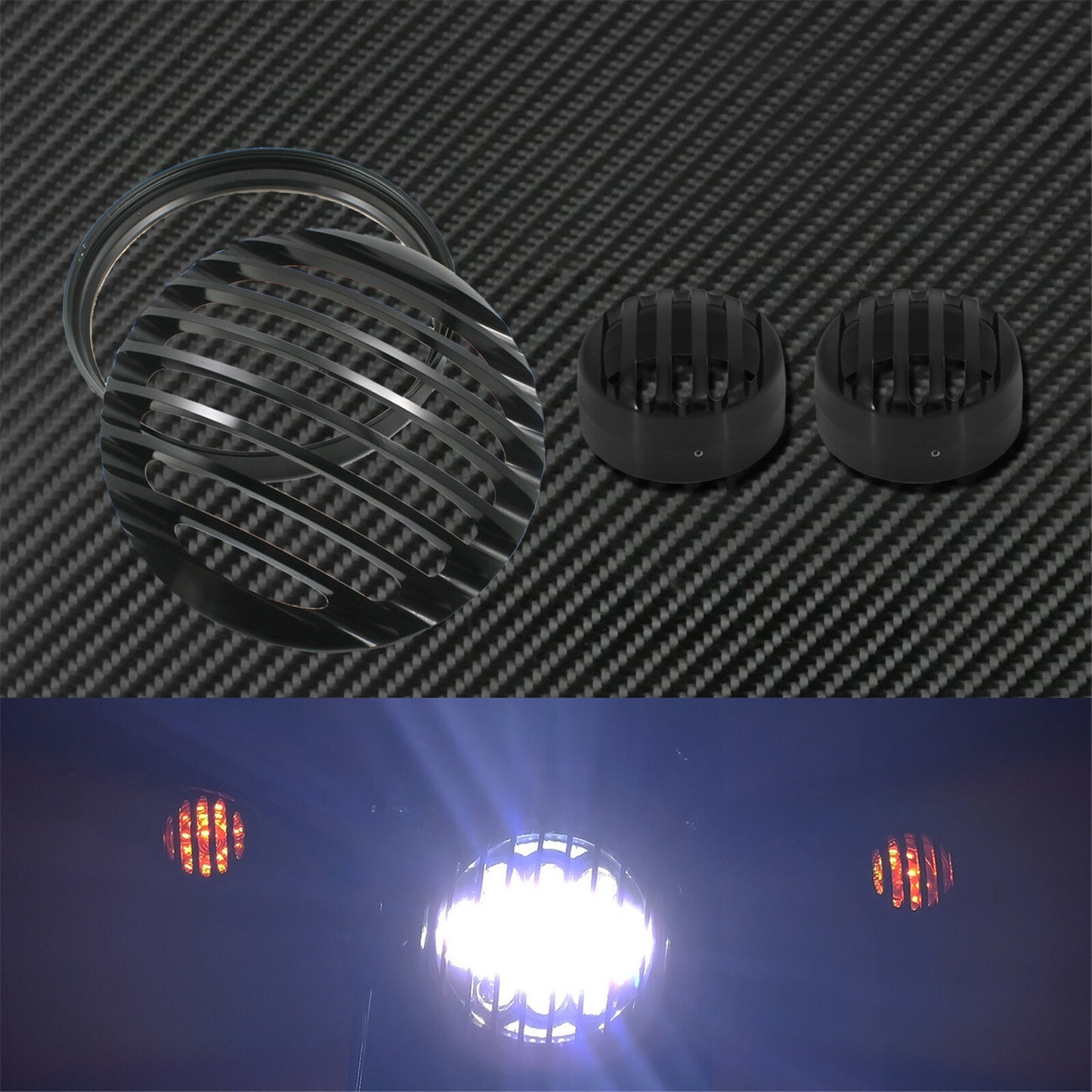 Motorcycle 5.75 Grill Headlight + Front Turn Signal Cover Fit For Sportster XL