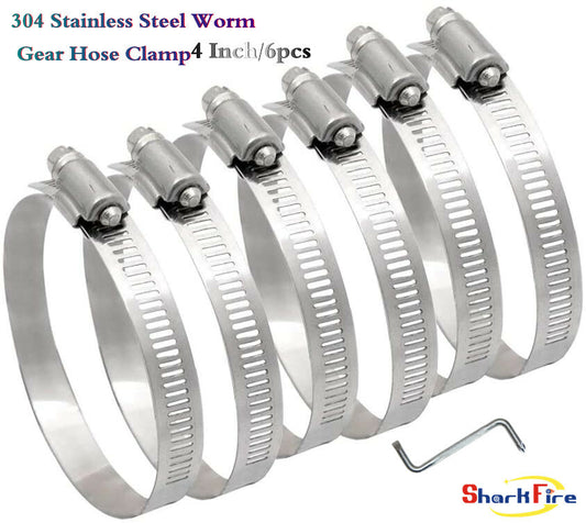 4-inch flexible hose clamp, adjustable stainless steel hose clamp, worm gear clamp, drive clamp