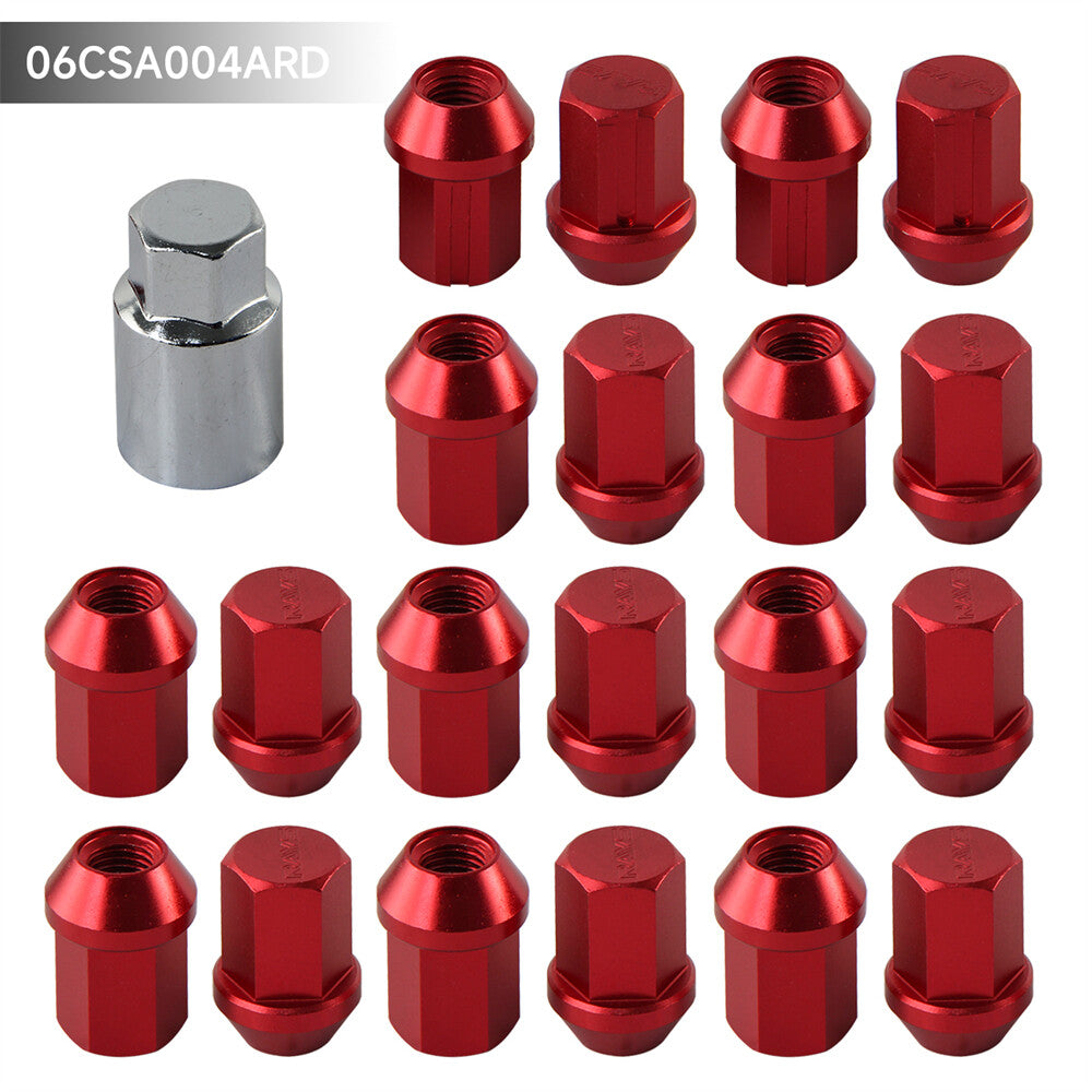 M12X1.5MM 20 Pieces Aluminum Closed Ended Lug Nuts with Locking Key RED