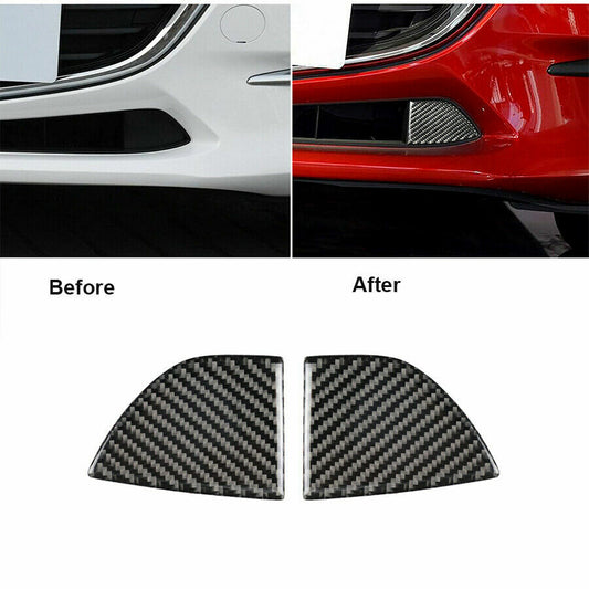 2PCS Carbon Fiber Front bumper Trim Fit for Mazda 3 Axela 2017-2018