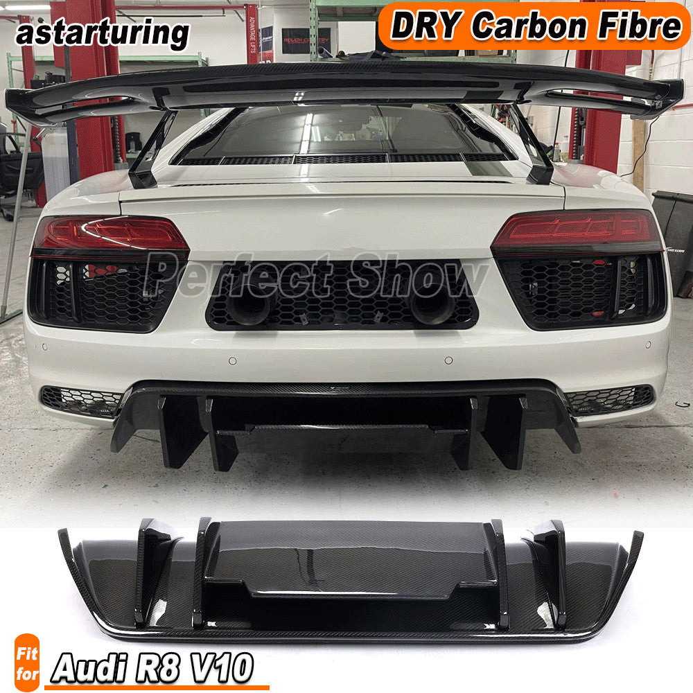 for Audi R8 V10 Gen 2 2-Door 2016-19 Real Carbon Fiber Rear Bumper Lip Diffuser