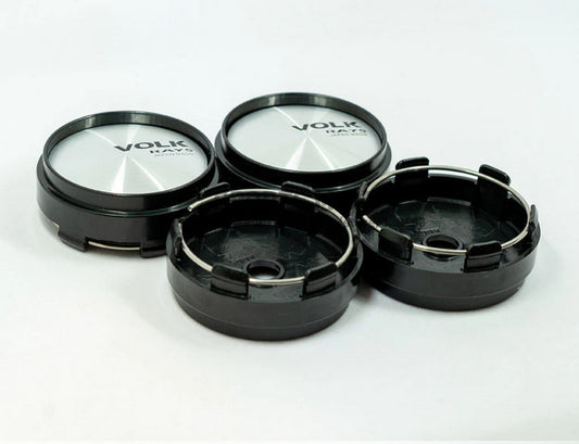 4x66mm Volk Rays Silver Black Wheel Center Hub Cap Edge Cap Decal Logo