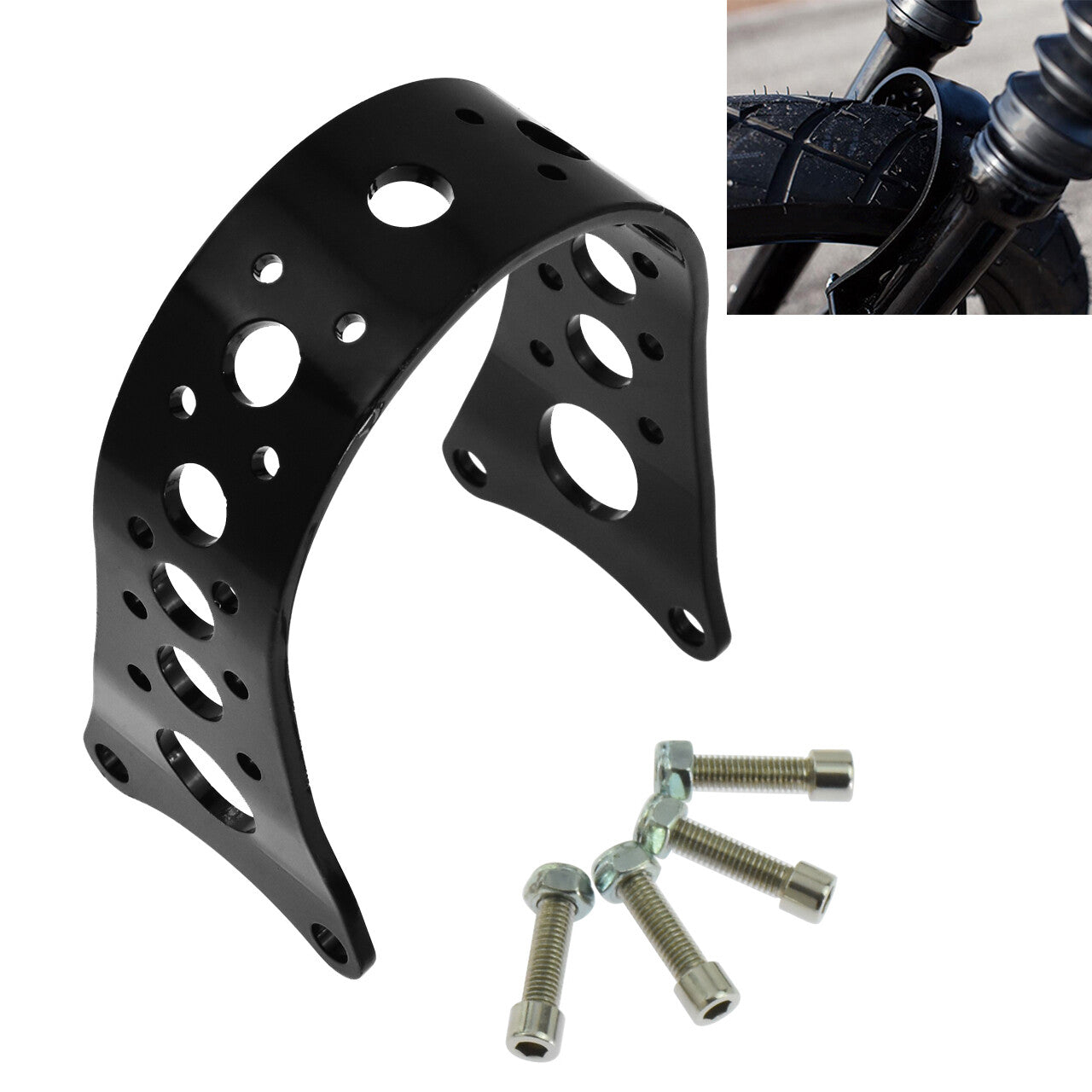 Front Fork Fender Brace Tracker Narrow Fit for Harley Sportster Dyna Gloss Black