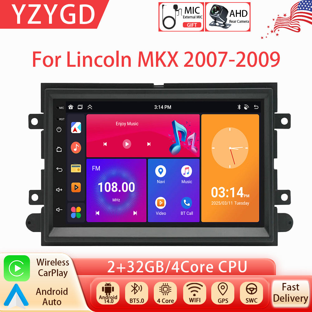Android Auto Carplay for Lincoln MKX 2007-2009 Car Stereo Radio GPS Navi Screen