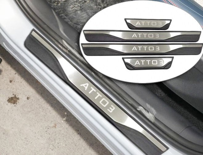 for BYD Atto3 2023 Car Accessories Door Sill Protector Scuff Guard Sticker Trim