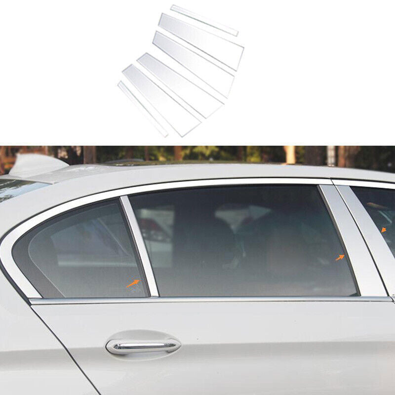 for BMW 5 Series G30 2018-23 Silver Steel BC Pillar Post Panel Window Trim Cover