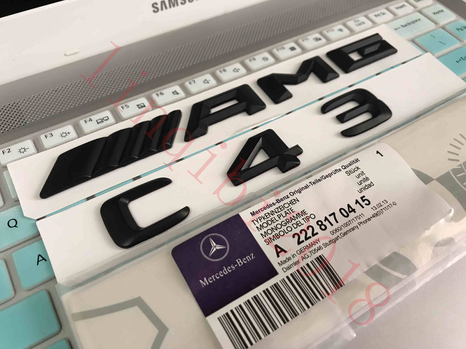 1SET Matt black  C43 + AMG  Letters Trunk Emblem Badge Sticker for AMG