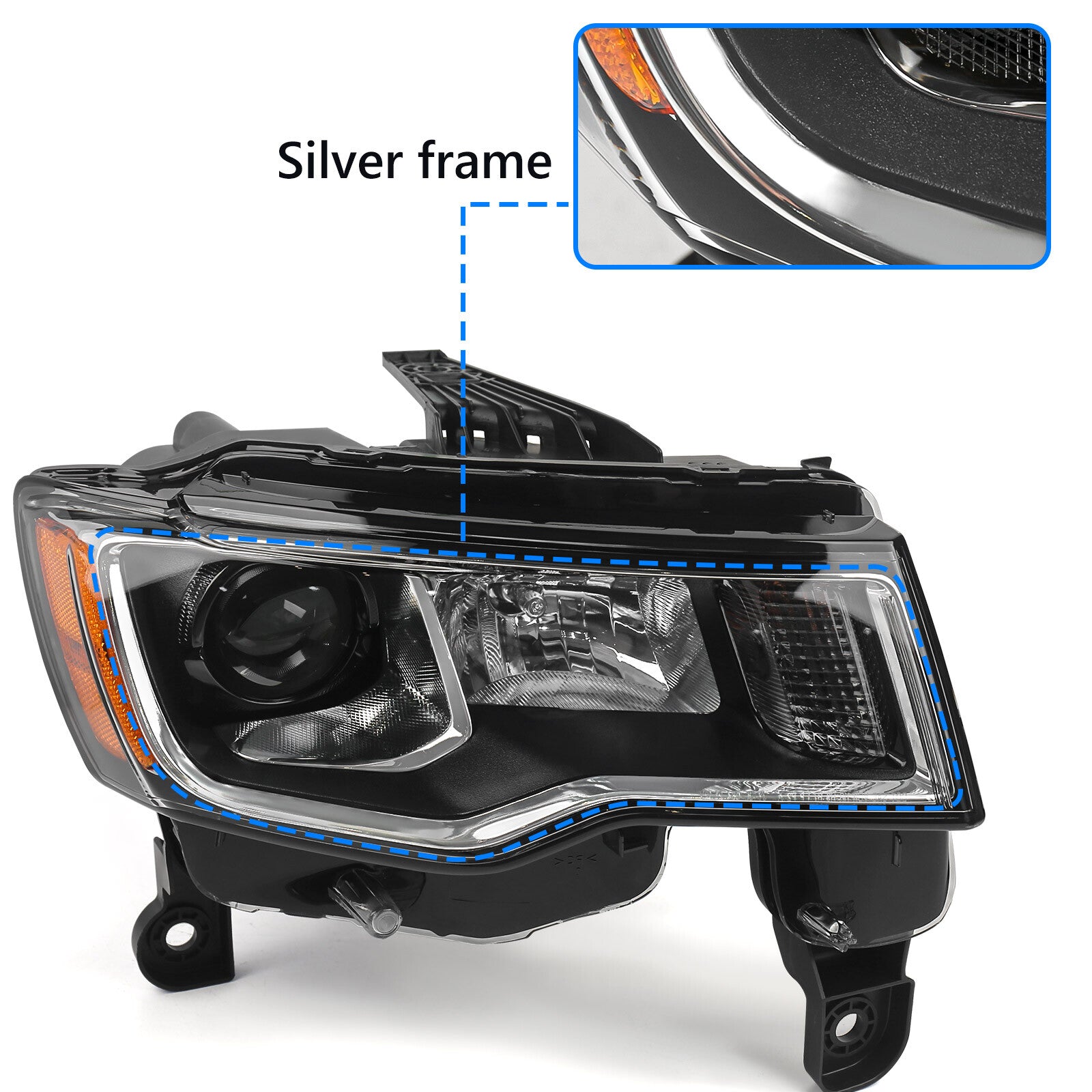 Passenger Headlight For 2017-2021 for Jeep Grand Cherokee Halogen Headlamp Assembly