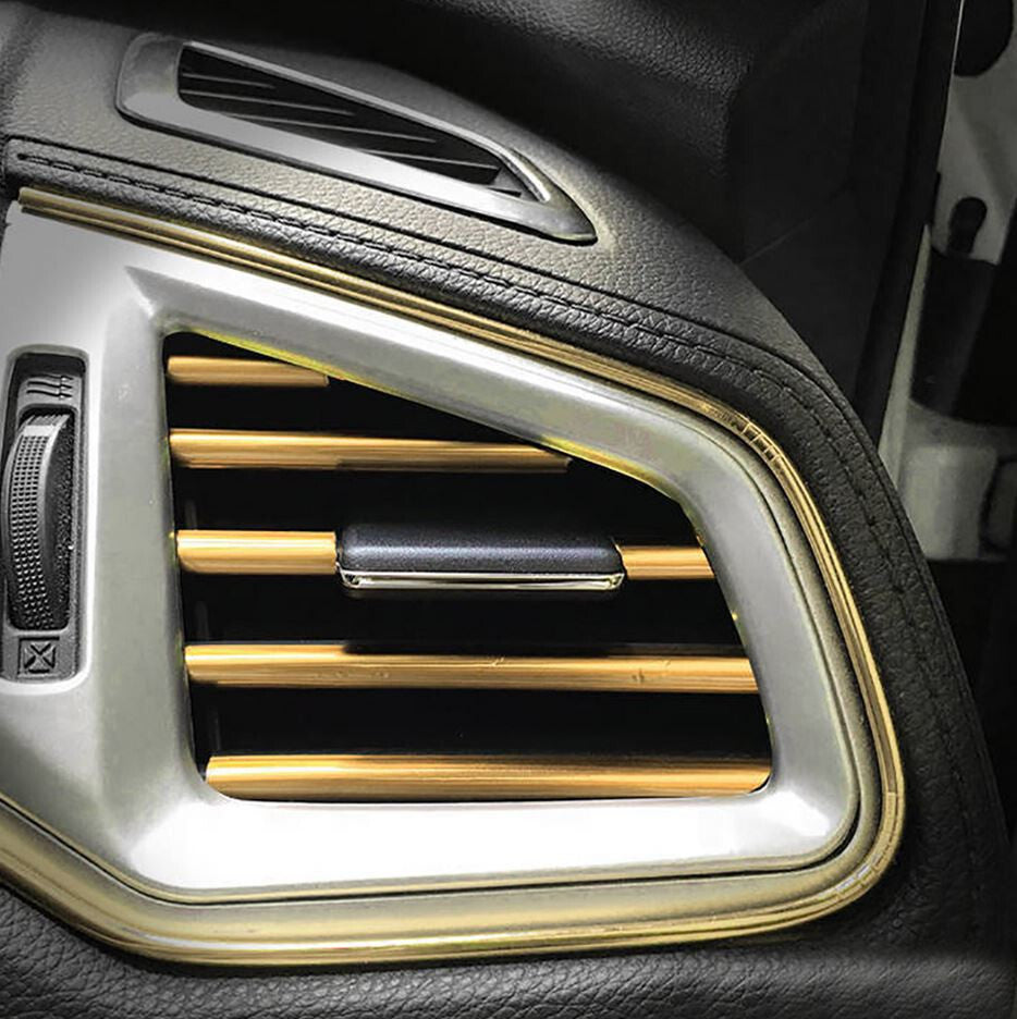 10-Piece Car Air Conditioner Socket Decorative Molded Trim Strips in Gold, Suitable for Toyota