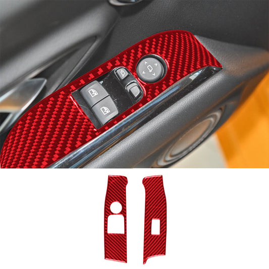 Red Carbon Fiber Front Window Control Panel for Toyota Supra A90 2019-2022