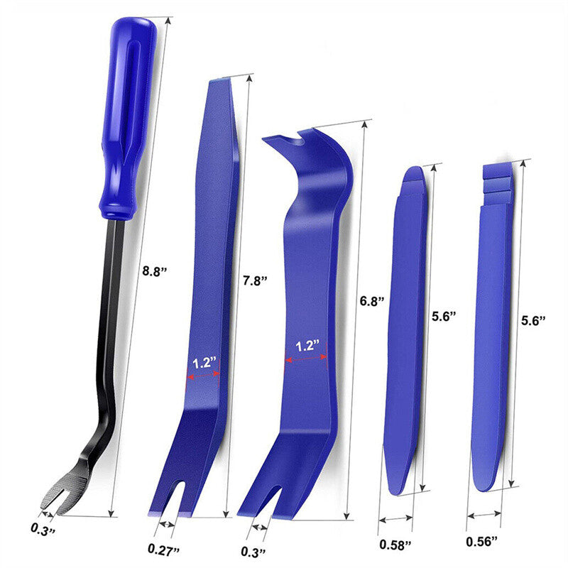 5Pcs Blue Trim Removal Pry Tool Kit for Car Radio Door Panel Fastener Dashboard