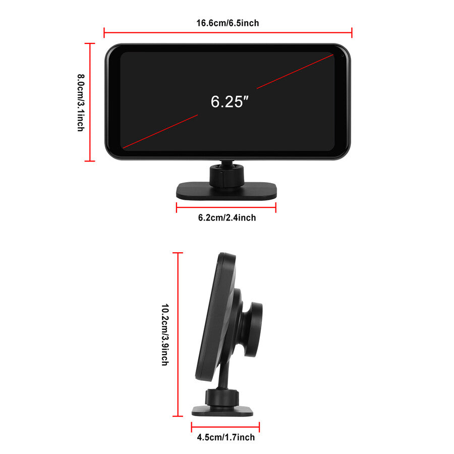 6.25-inch DVR with CarPlay, Android Auto, AirPlay, BT Projection Screen and Built-in Camera