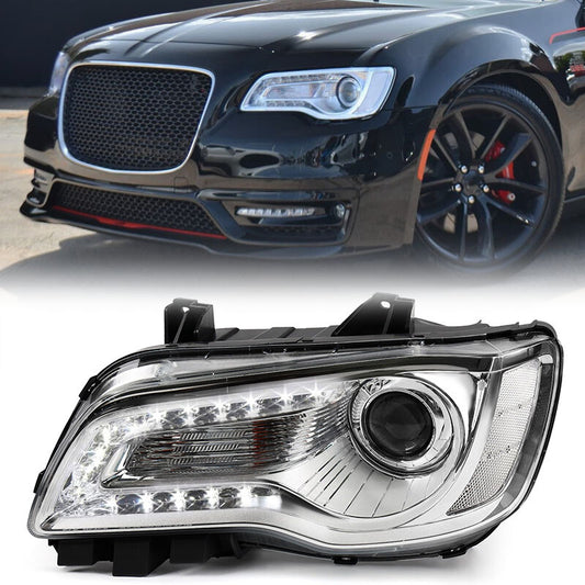 2015 - 2023 for Chrysler 300 Chromium Halogen LED DRL Projector Headlight (LH)