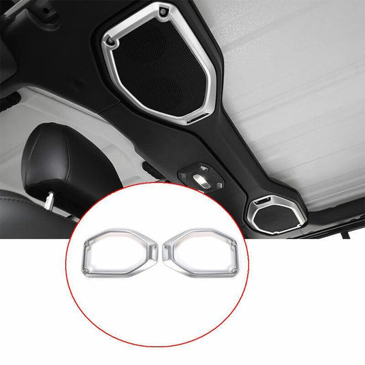 Fit for Jeep for Wrangler JL 2018-2020 ABS Silver Headliner Speaker Frame Trim 2PCS