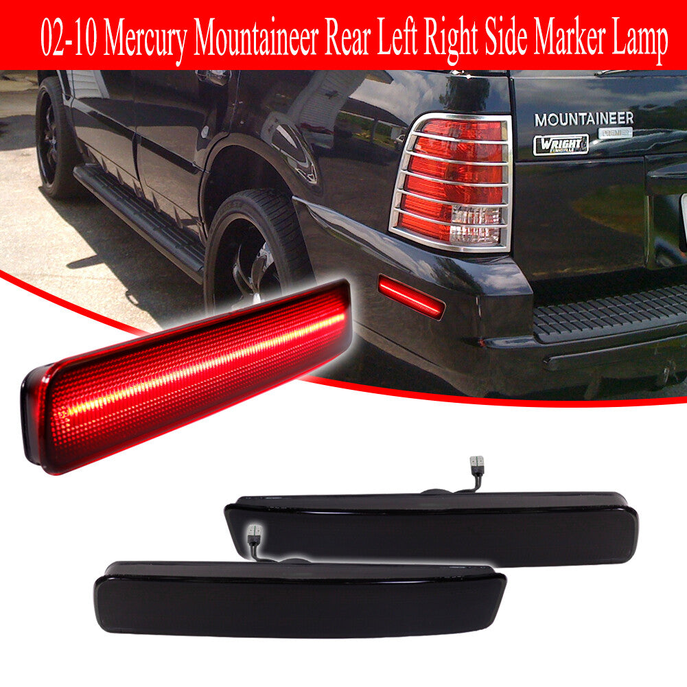 Left and right smoked red LED rear marker lights suitable for 02-10 for Mercury Mountaineer