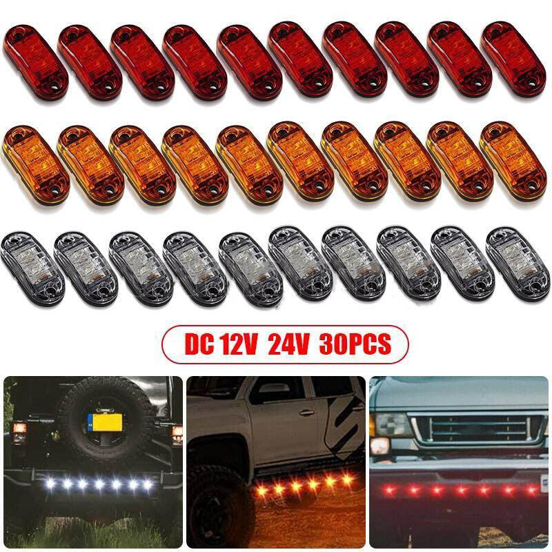 10X Red White Amber LED Side Marker Light RV Truck Trailer Lamp 12-24V