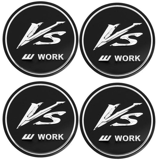 Black 4x45mm VS Work Wheel Center Sticker, Hub Sticker, Rim Sticker, Logo