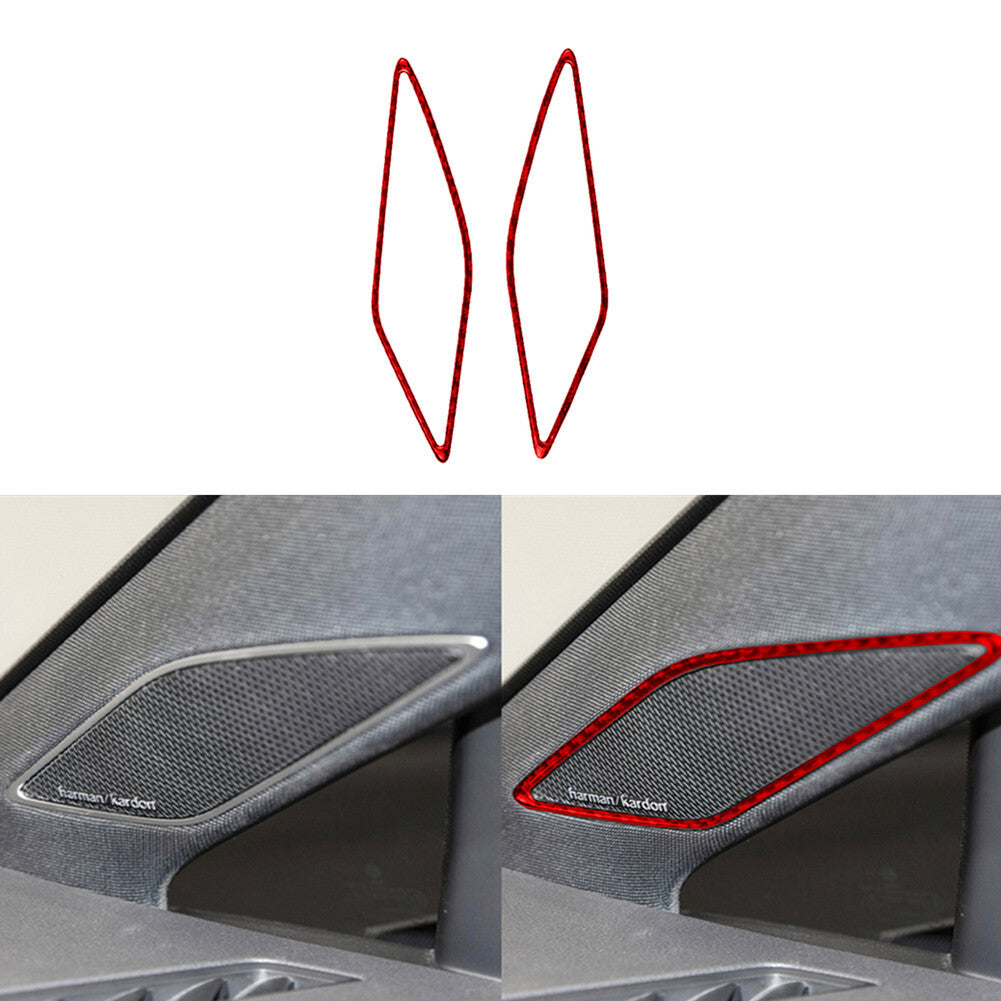 2X Carbon Fibre A Pillow Speaker Trim for VW for Golf 8 MK8 GTI 2021 Red