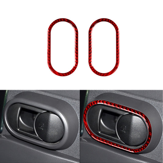 2X Red Carbon Fiber Front Door Handel Outer Frame Trim for Jeep for Wrangler 2007-10