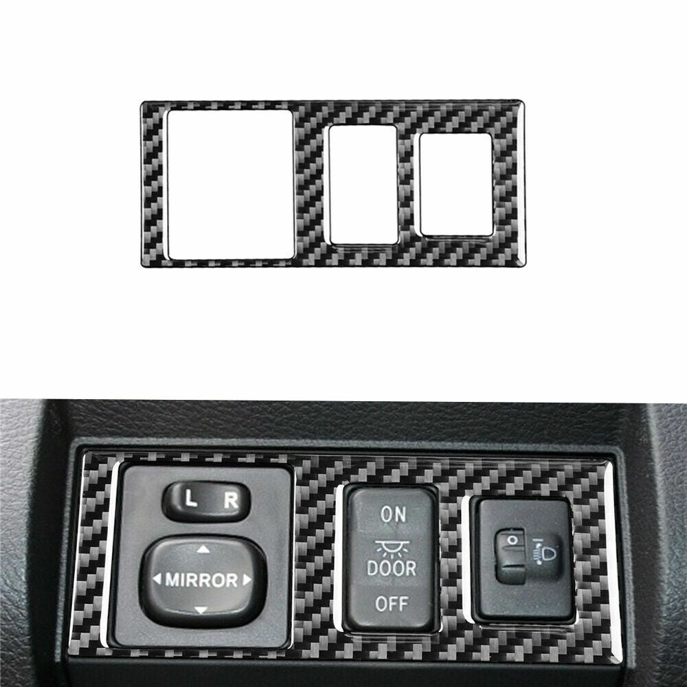 Carbon fiber headlight switch button decorative protective cover suitable for Toyota Tenderra 2014 - 18