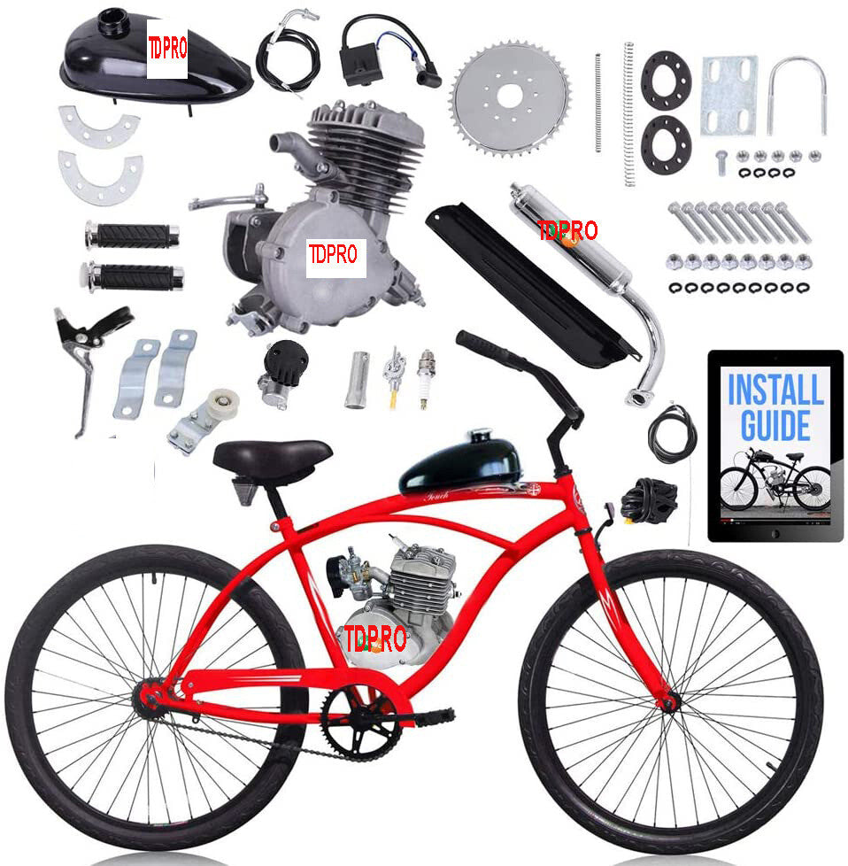 80CC Petrol Gas Motor Engine kit 2 Stroke Motorized Push Bike Motorised Bicycle