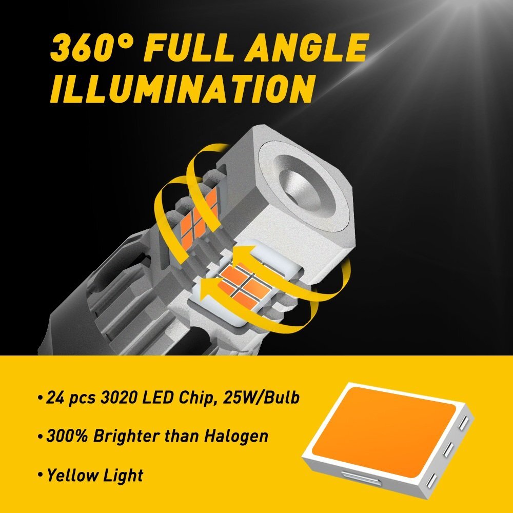 AUXITO 7440 Canbus LED turn signal light W21W bulb, amber no-load resistor